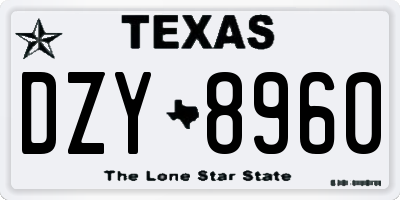 TX license plate DZY8960