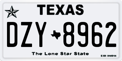 TX license plate DZY8962