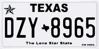 TX license plate DZY8965