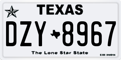 TX license plate DZY8967