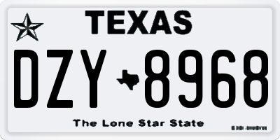 TX license plate DZY8968