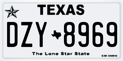 TX license plate DZY8969