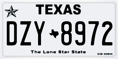 TX license plate DZY8972