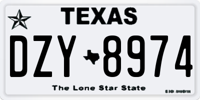 TX license plate DZY8974