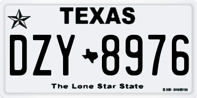 TX license plate DZY8976