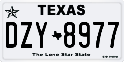 TX license plate DZY8977