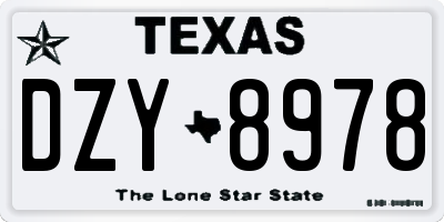 TX license plate DZY8978