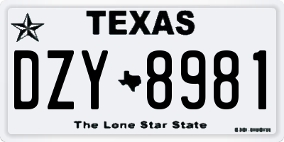 TX license plate DZY8981