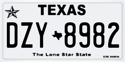 TX license plate DZY8982