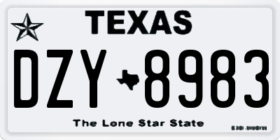 TX license plate DZY8983