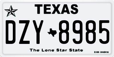 TX license plate DZY8985