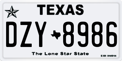 TX license plate DZY8986