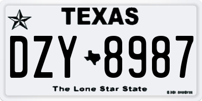 TX license plate DZY8987