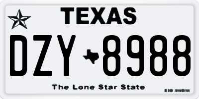 TX license plate DZY8988