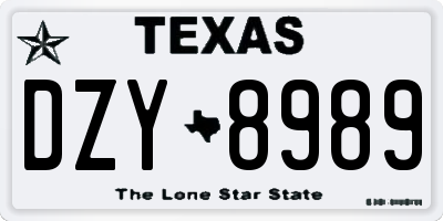 TX license plate DZY8989