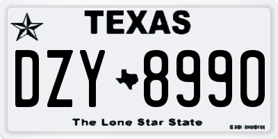 TX license plate DZY8990