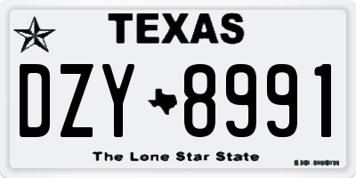 TX license plate DZY8991