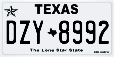 TX license plate DZY8992