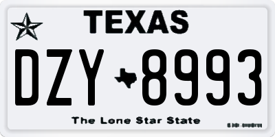 TX license plate DZY8993