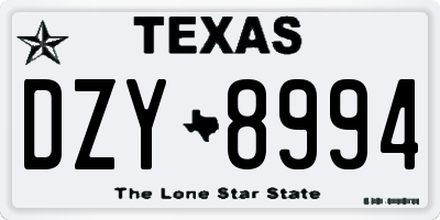 TX license plate DZY8994