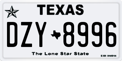 TX license plate DZY8996