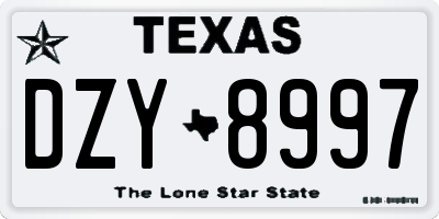 TX license plate DZY8997