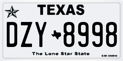 TX license plate DZY8998