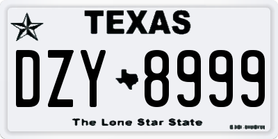 TX license plate DZY8999