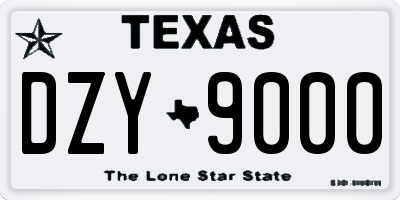 TX license plate DZY9000