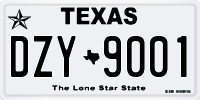 TX license plate DZY9001