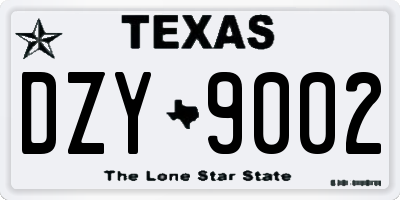 TX license plate DZY9002