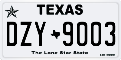 TX license plate DZY9003