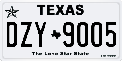 TX license plate DZY9005