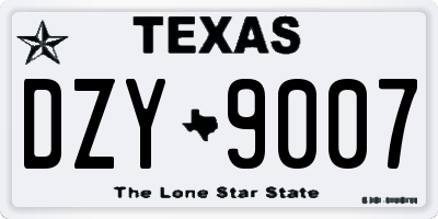 TX license plate DZY9007