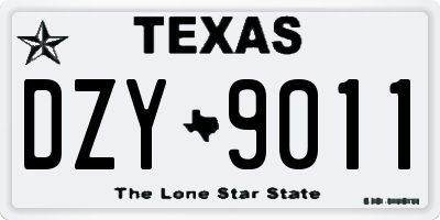 TX license plate DZY9011