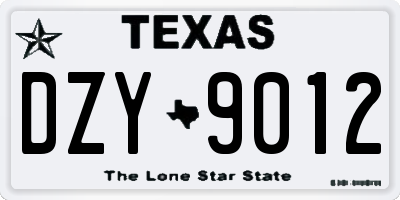 TX license plate DZY9012