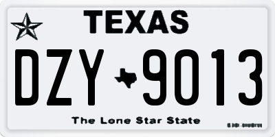 TX license plate DZY9013