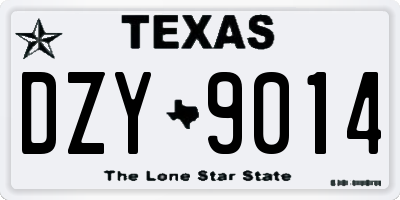 TX license plate DZY9014