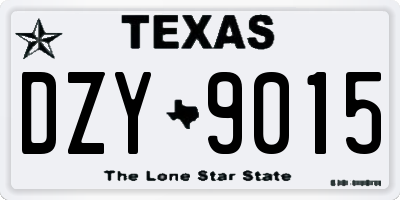 TX license plate DZY9015