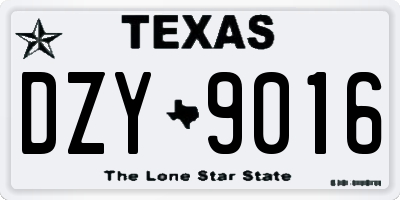 TX license plate DZY9016