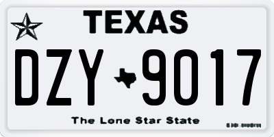 TX license plate DZY9017