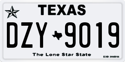 TX license plate DZY9019