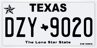 TX license plate DZY9020