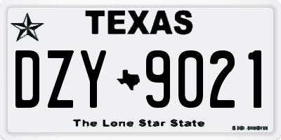 TX license plate DZY9021