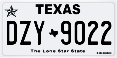 TX license plate DZY9022