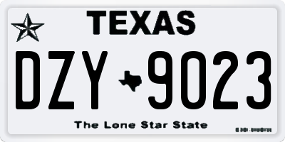 TX license plate DZY9023