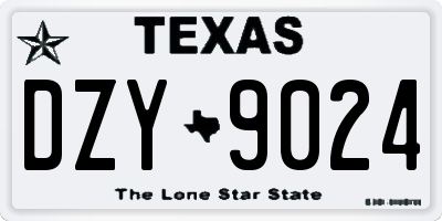 TX license plate DZY9024