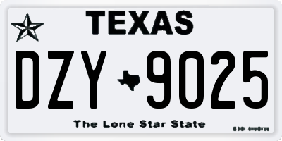 TX license plate DZY9025