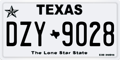 TX license plate DZY9028