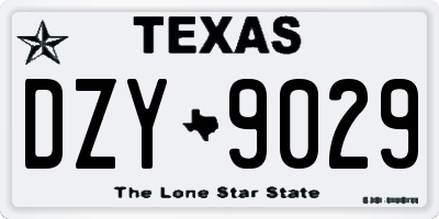 TX license plate DZY9029